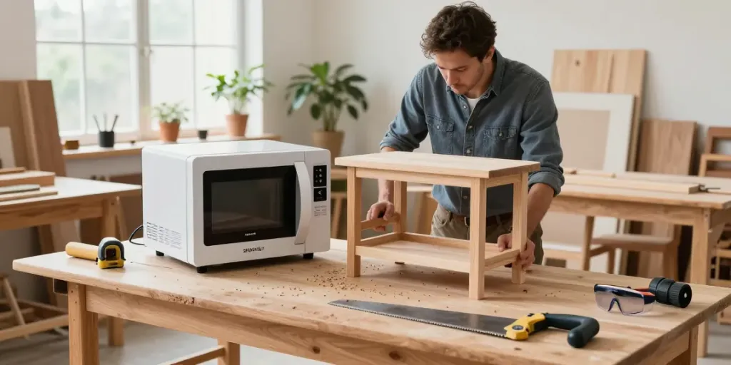 SHASHEL® microwave wood treatment in a workshop eliminating wood-boring insects.