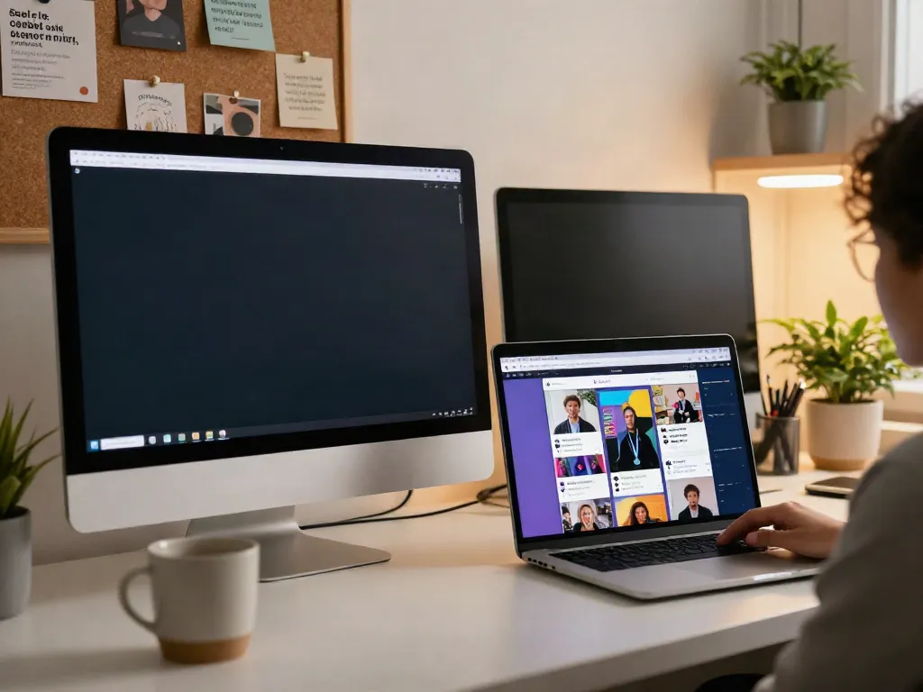 Person using insanony to view Instagram stories anonymously on a stylish digital workspace.
